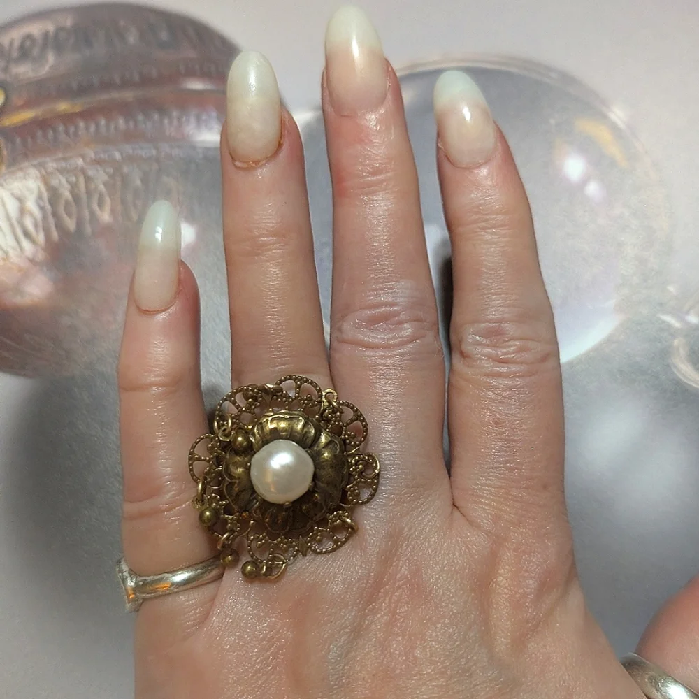 Retired Jan Michaels BIWA Pearl Charm Ring